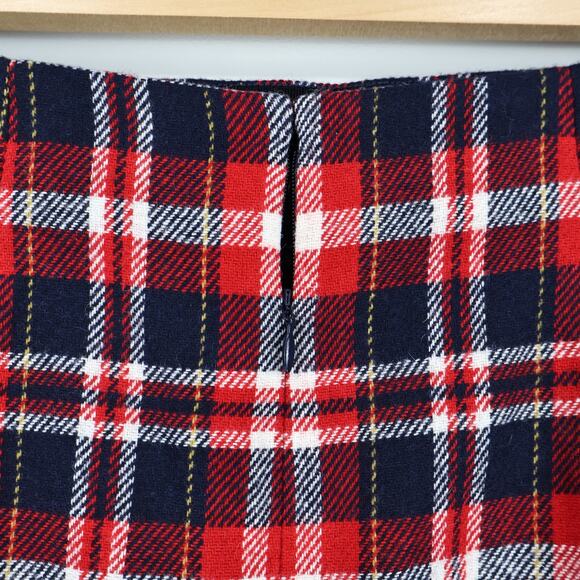 NWT J.Crew Wool Blend A-Line Mini Skirt Lined In Plaid Red Navy Size 2 - Picture 4 of 6